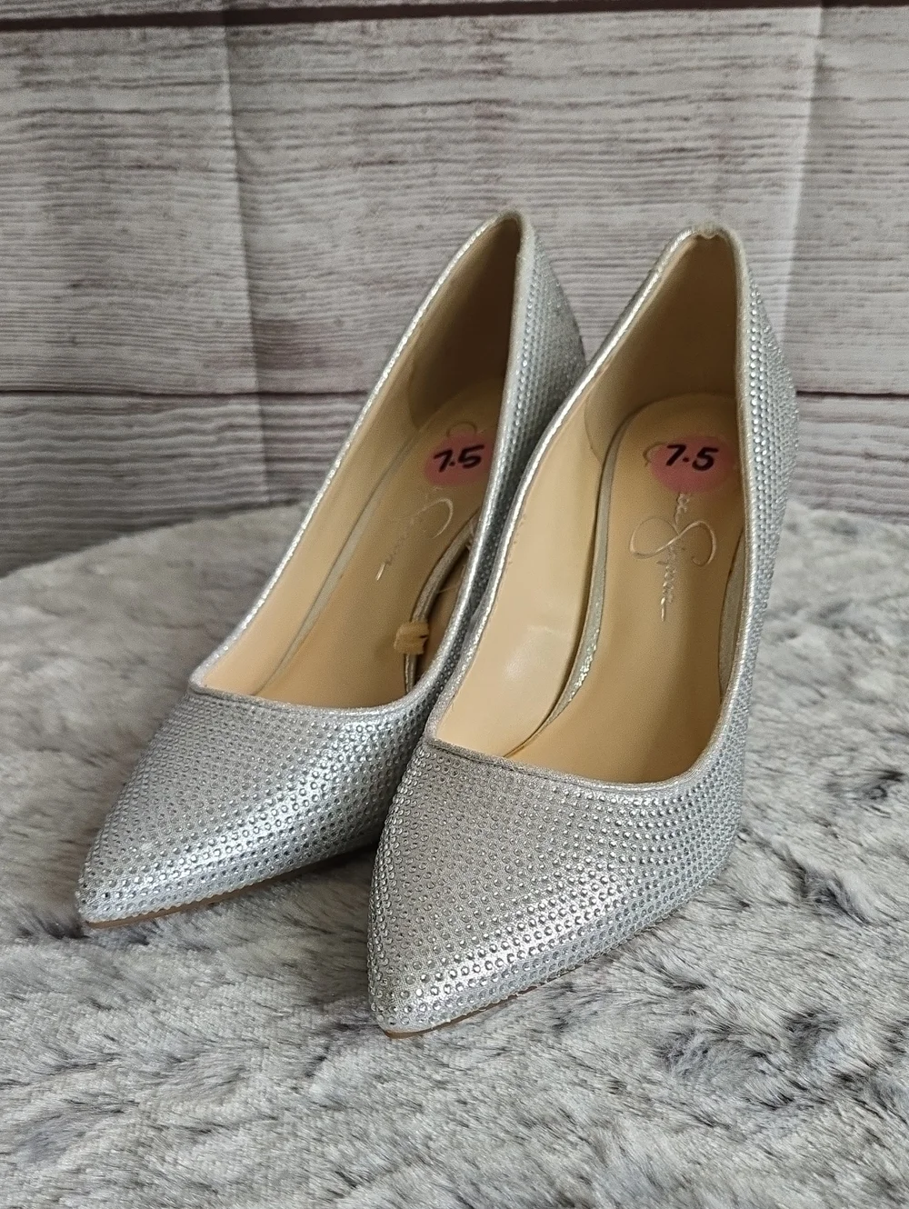 Jessica Simpson Rhinestone Heels, Womens Size 7.5